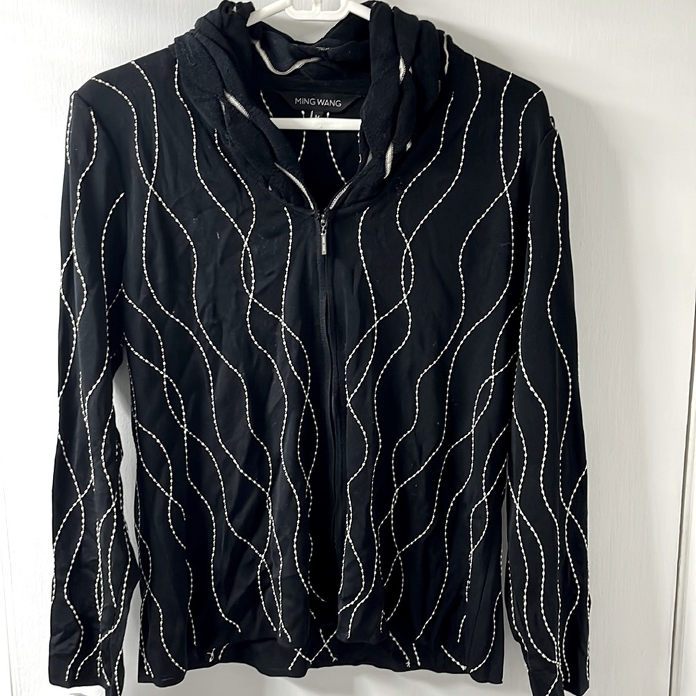 Ming wang zipped sweater medium cowl neck